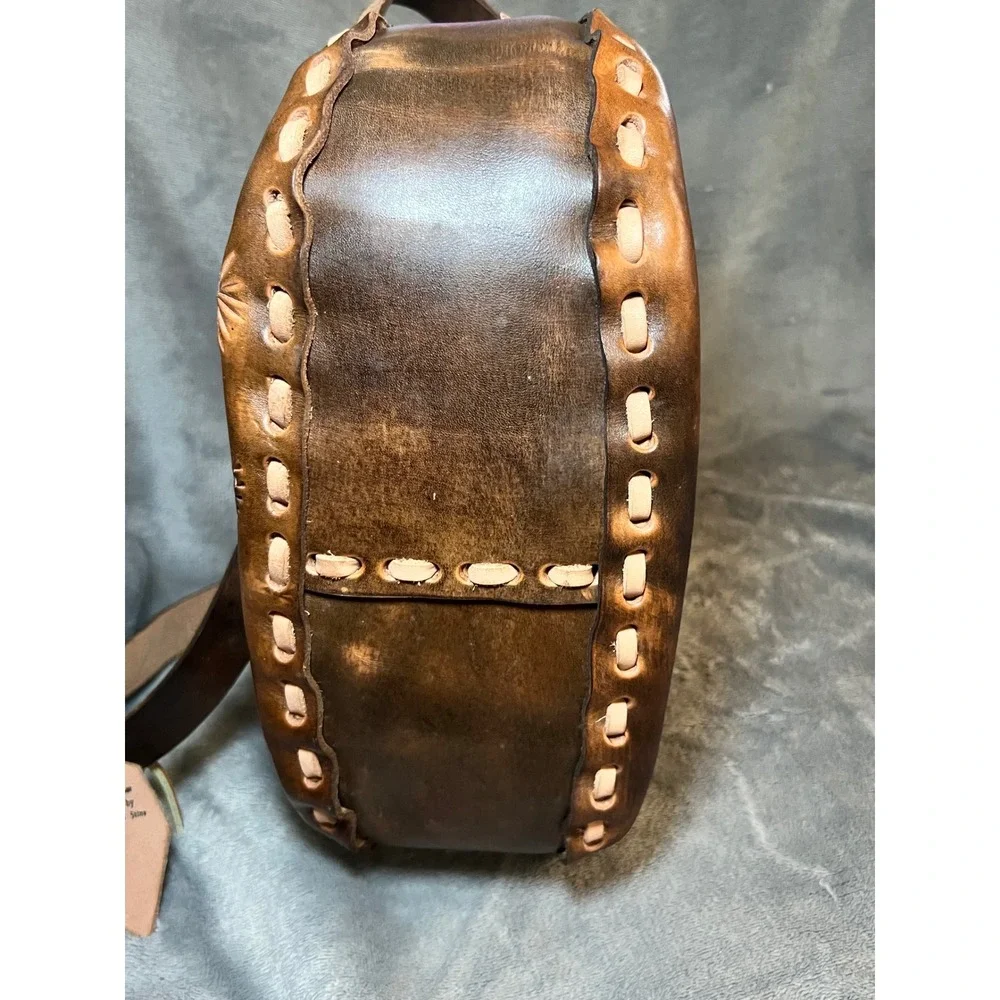 Hand Tooled Leather Pinecone Crossbody Bag Rustic Western Artisan Purse Whimsy